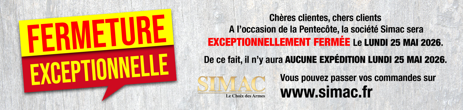 Fermeture exceptionnelle - Pentecôte 2026 !