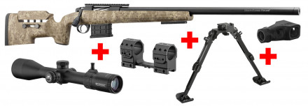 Pack RUBIS TACTICAL digital camo Cal 308 Win. + Lunette 6-24x50 MRAD + Frein de bouche Audère ...