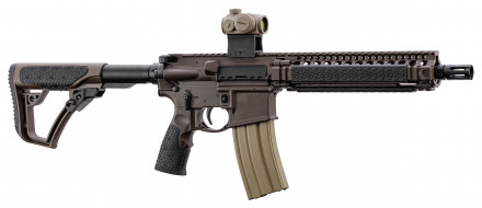 Photo DDM4102-PEW01-3 Rifle type AR15 DANIEL DEFENSE MK18 short barrel 10.3'' cal. 5.56 Mil Spec Brown
