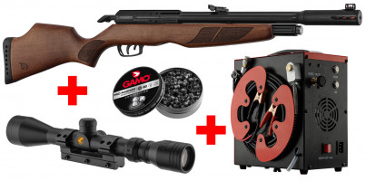 Pack Gamo Riser Punisher Cal. 5,5 mm 40 J + Lunette 3-9 x 40 WR + Compresseur PCP + Plombs Pro ...