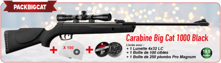 Pack carabine GAMO Delta Black synthétique - 4.5mm - 7,5 joules +