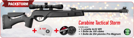 Pack Noël Carabine GAMO - Carabine à air comprimé Tactical Storm + lunette + cibles + plombs