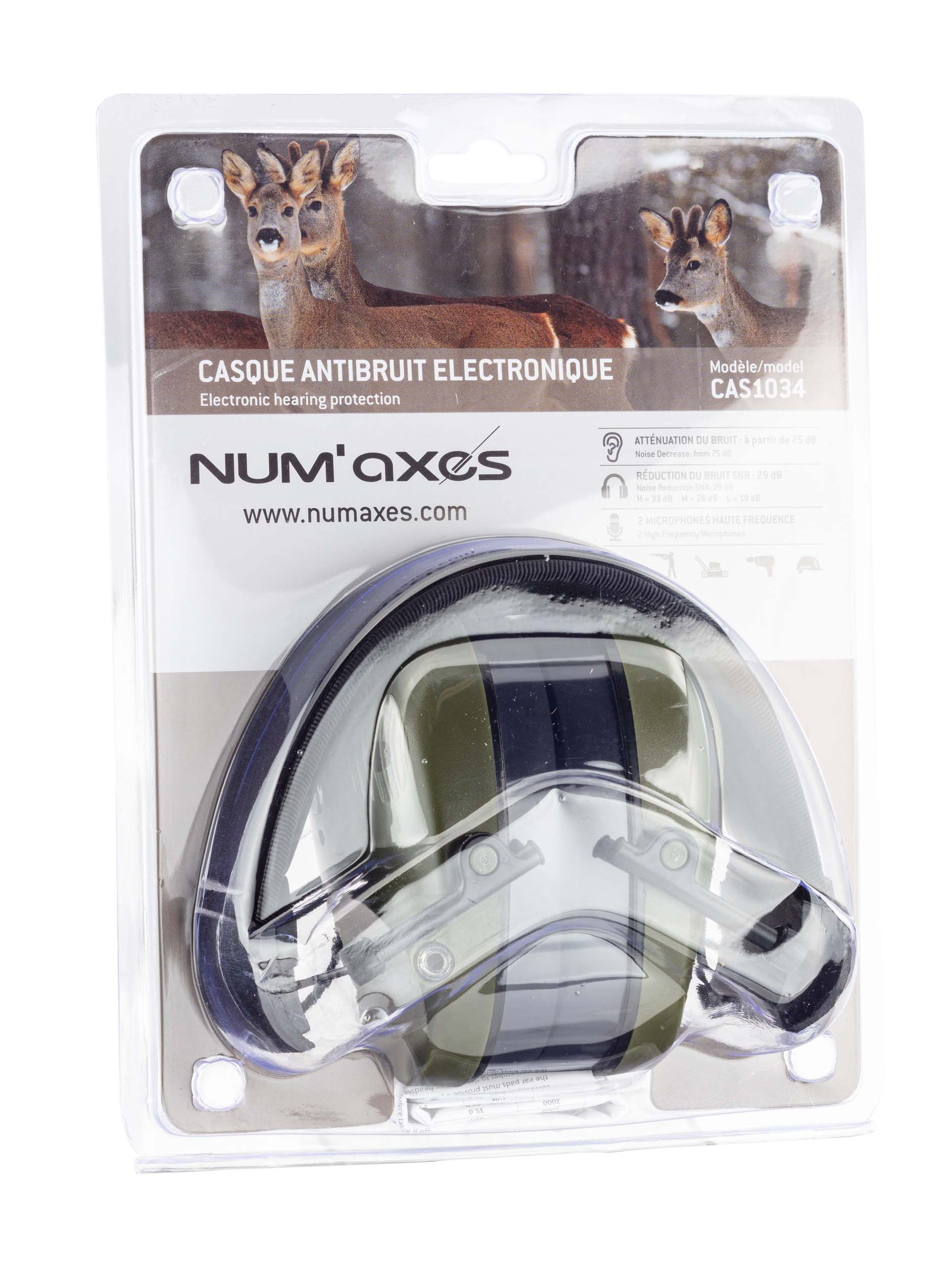 NUM'AXES - Casque antibruit électro. CAS1034 Orange (livré sans piles)
